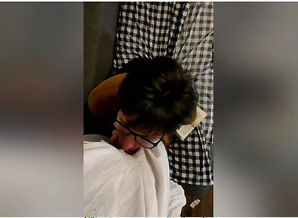 On Halloween, A Ghost Fucked A Guy With Glasses In The Mouth And Filled His Whole Face With Cum