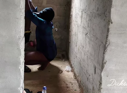 Fucking Ebony Big Wasit Bussy Inside the Toilet of an Uncompleted Building After a Blowjob