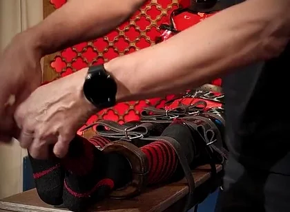 Slave Drone Tickling Session Silicone Suit, Socks & Merciless Sole Play