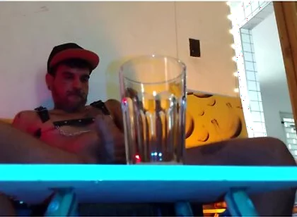 Piss, Spit, Pig Cum. Boy Fills A Glass By Spiting, Cumming And Pissing