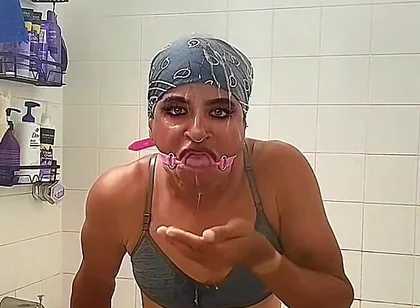 Kris Reelz - Self Face Spit,agagging on a Mouth Ring