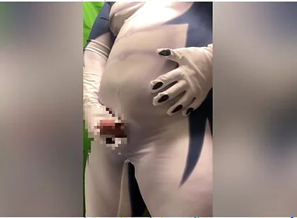 Japanese Chubby Masturbating In A Suit