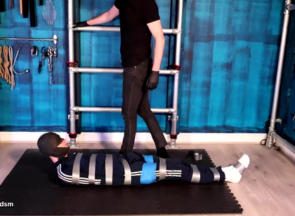 Bound and Struggling in Tape Bondage (4k)