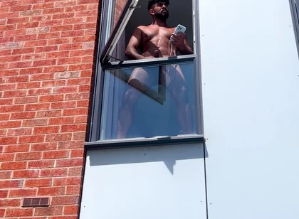 Arab Stepdaddy Wanting in Street and Cuming in Window and Cuming on Street