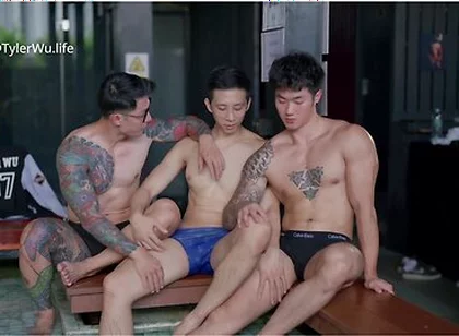 Two Asian Stepdaddies Fuck One Twink At Gay Sauna With Tyler Wu