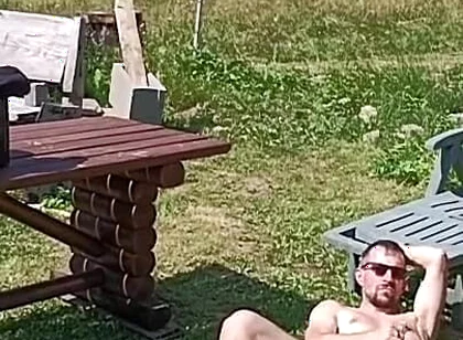 Jerking off While Hanging Out the Laundry