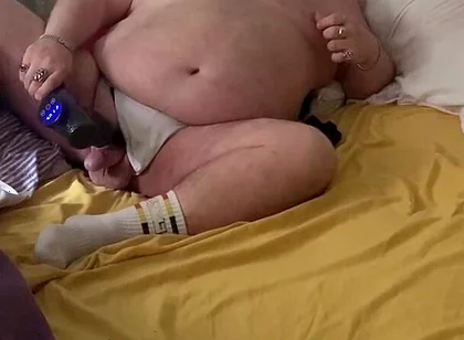 Fat Stepdaddy Wanks with Massage Toy