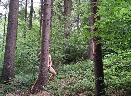 Forest Risk: Jerking off a Dick Under a Busy Road