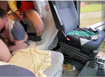 Public Truck Cruising We Flash Our Bulges And A 3-way Begins Inside