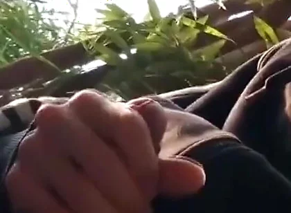 Caught Jerking off My Cock Sticking Out of My Very Short Shorts, I Wait Him Gone, to Wank Again and Cum Outdoor