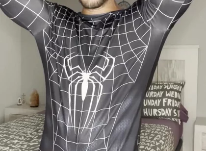 Big Cumshot with My Big Cock and No Hands! Spiderman Outfit