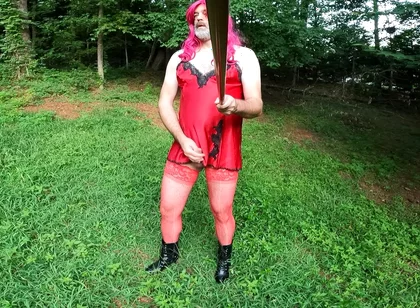 Raw Unedited Crossdresser in Lingerie Outside