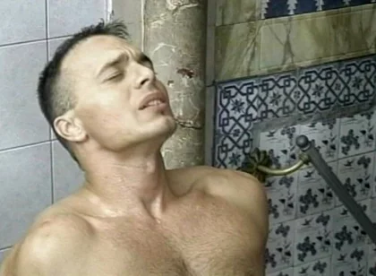 Three Young Hung Muscle Studs Fuck Anal in the Shower and Shoot Massive Loads in a Trio