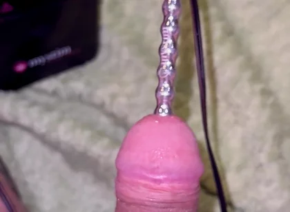 Extra Uretral Stimulation with Beaded Sound Deep in My Cock