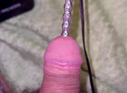 Extra Uretral Stimulation with Beaded Sound Deep in My Cock