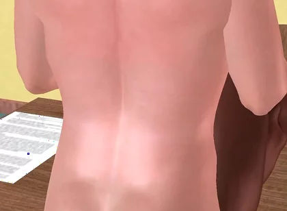Animated 3D Gay Porn - White Man Fucking Black Man on Desk Holding Legs in Classroom