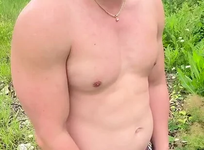 Muscular Asian Hunk Strips and Flexes Naked by the Highway - Public Muscle Worship Jo & Cum Eating