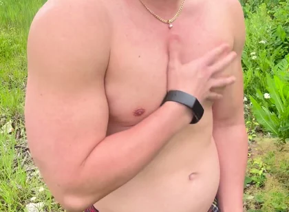 Muscular Asian Hunk Strips and Flexes Naked by the Highway Muscle Worship Jo & Cum Eating