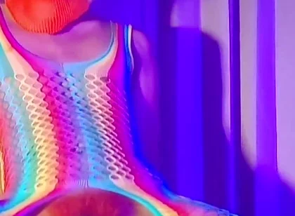 Orange Balaclava Mask Sissy Trans Dyed Pubic Hair Fuck Myself with Dildo