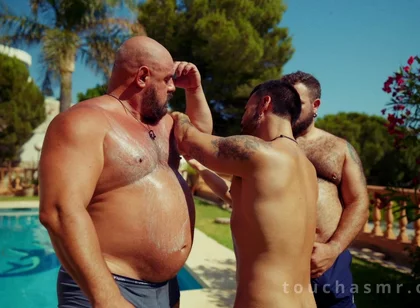 Putting Sun Cream on Two Big Handsome Bears Massage Asmr