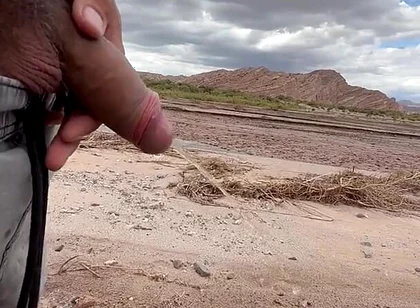 Young Uncut Boy Pee in Desert