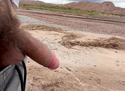 Young Uncut Boy Pee in Desert