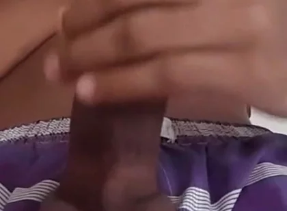 Slim Black Guy with Big BBC Masturbating Outdoors in Rural Area Wearing Purple Boxers Until Cumshot Tasting Load Black20one