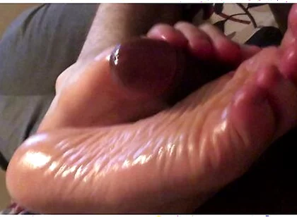 Interracial Footjob - My Pretty White Feet Playing With More Black Cock