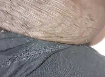 Stroking Big Black Uncut Dick Through Underwear