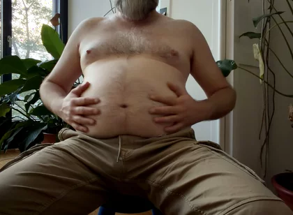 Big Bear Admires His Hairy Tummy
