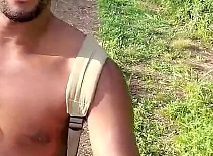 Kennie Jai Walks in the Park by the River Cumpletely Naked!