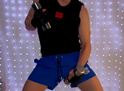 Fitness Workout in blue CK Shorts