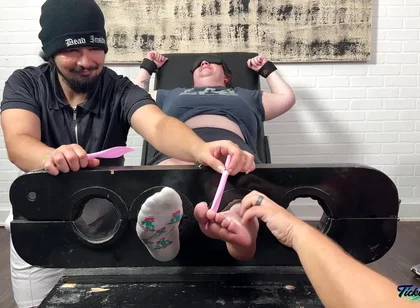 Ticklish Chicks - Tklnurse Blindfolded And Tag Team Tickled By Magic Tickler Until She Gigglegasms