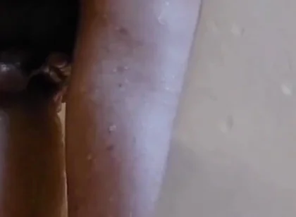Husband Riding Huge Dildo in Shower Pt 2