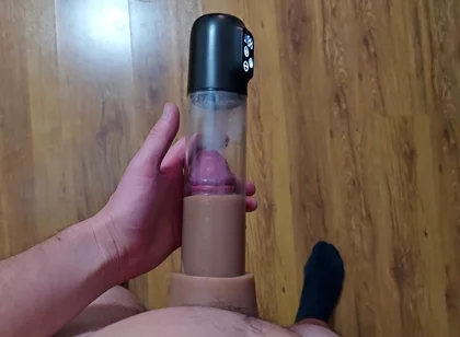 Just a Moment After an Intense Orgasm a Penis Vacuum Pump Full of Sperm