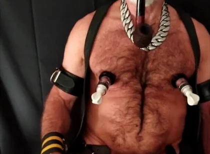 Stepdad Playing with Strap-on While Smoking His Pipe