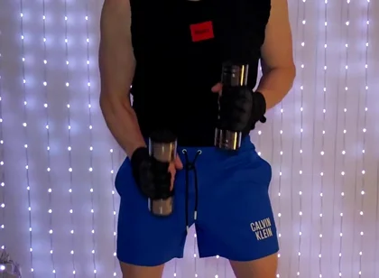 Fitness Workout in Blue Ck Shorts