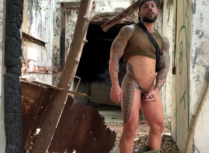 Public Jerk off and Dildo Play in Abandoned Build