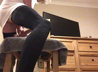 Prostate Play - Crossdresser Frotting with Vibrator - Cum as Lube - Fleshlight