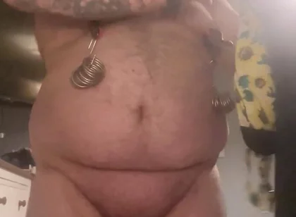 Cock and Ball Bondage Acting as Chastity with Nipple Clamps Butt Plug and Crossdressing