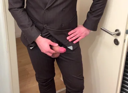 Businessman in Suit Jerks off on His Patent Leather Shoes