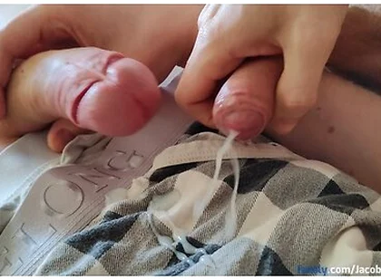 Creampie My Twink, Then We Both Cum On His Boxers