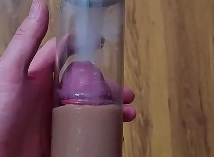 Just a Moment After an Intense Orgasm! a Penis Vacuum Pump Full of Sperm!