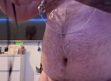 Nipple Play with Cock Bondage