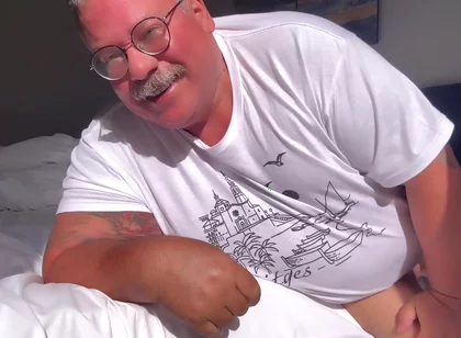 Giant Belly and Man Boobs with a Gorgeous Fat Cucumber