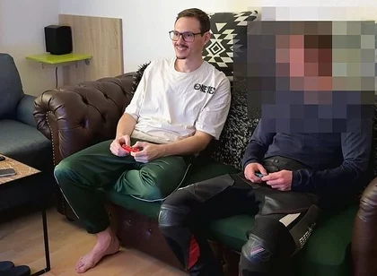 Mike Loses Bet While Gaming and Has to Give His Shy Straight Friend a Blowjob