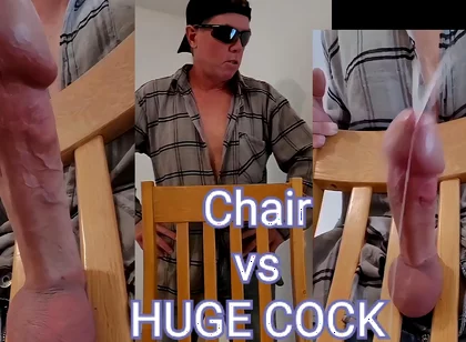 Huge Cumshot From Huge Cock Stuck in Chair