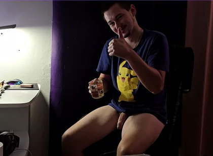 Horny Guy Masturbates and Uses His Own Cum as Coffee Cream