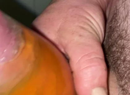 Uncut Cock with Tied Balls Pisses and Cums in Condom