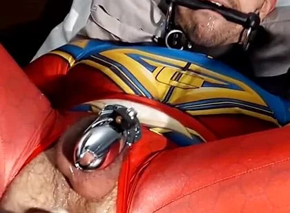 October 2021 Ricky Cage Live Show -- Cock-locked Superhero Takes Dicks in Ass and Mouth!
